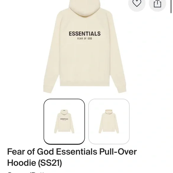 Essentials Cream Pullover Hoodie - Picture 2 of 10